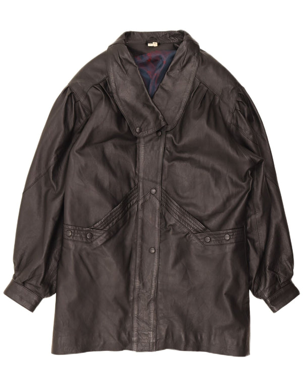 Винтажное женское кожаное пальто UK 18 XL, черное