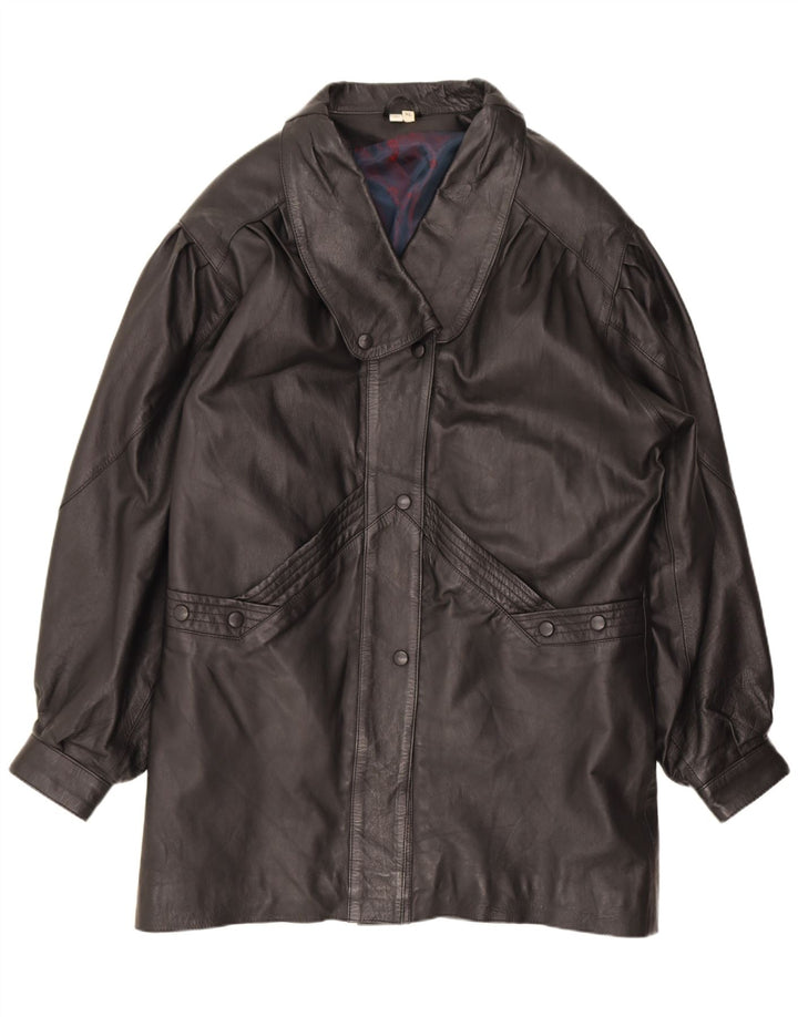 Винтажное женское кожаное пальто UK 18 XL, черное