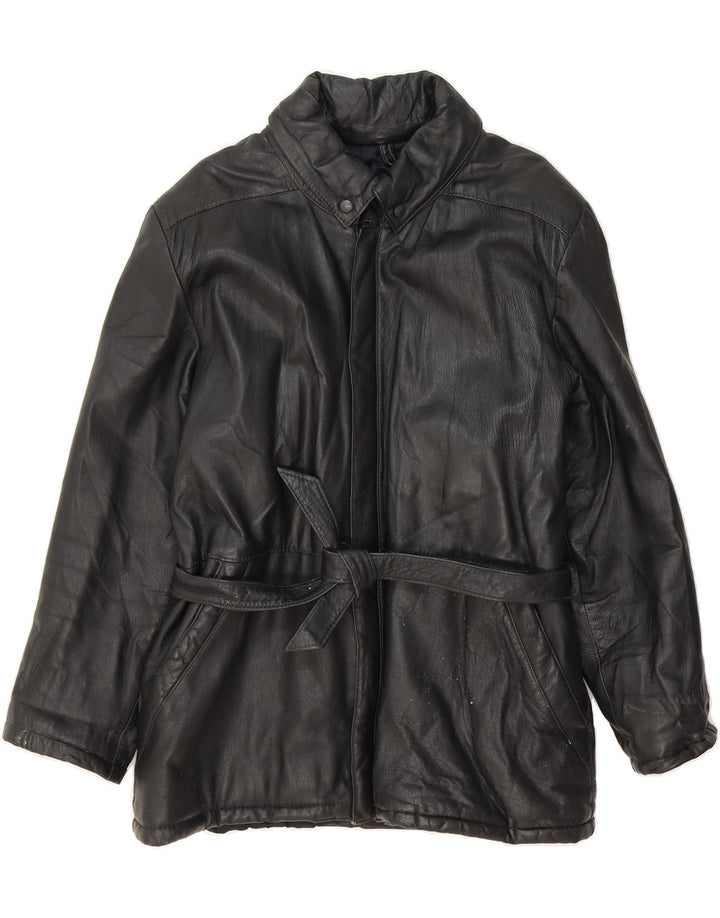 VINTAGE Womens Leather Jacket UK 16 Large Black Leather Vintage Vintage and Second-Hand Vintage from Messina Hembry 