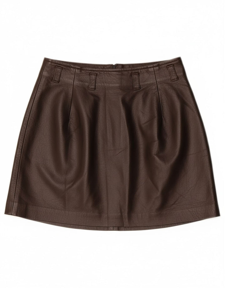 Винтажная женская мини-кожаная юбка IT 40, маленькая W26, коричневая кожа