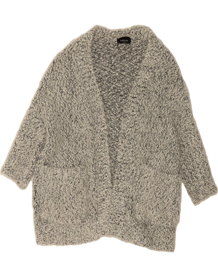 ZARA Womens Open Cardigan Sweater UK 14 Medium Grey Flecked Vintage Zara and Second-Hand Zara from Messina Hembry 