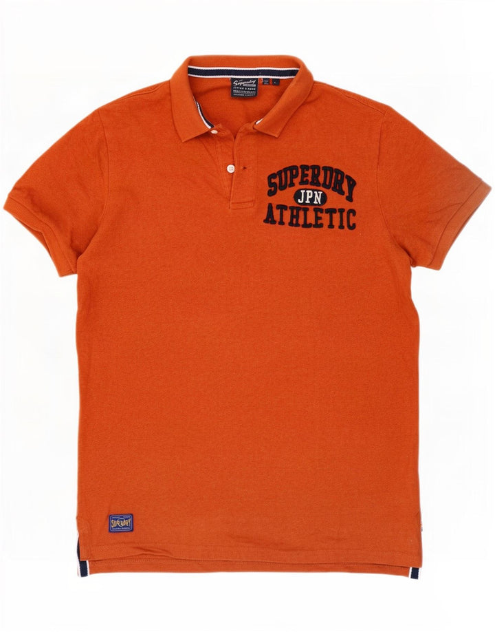 Мужская рубашка поло с рисунком Superdry, большая оранжевая хлопковая рубашка