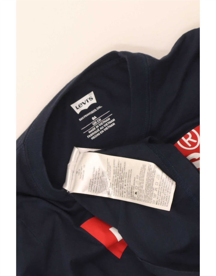 Топ с рисунком Levi's для мальчиков, 7–8 лет, темно-синий, хлопок, длинный рукав