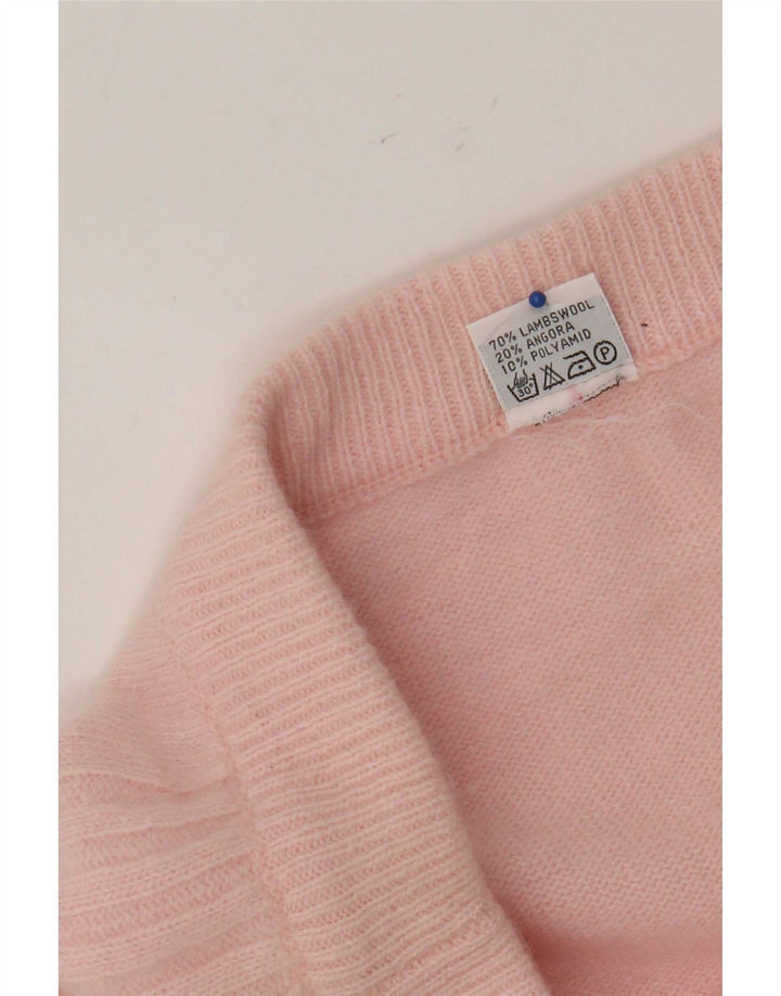 Винтажная женская трикотажная юбка-миди EU 38 Medium W34 Розовая овечья шерсть
