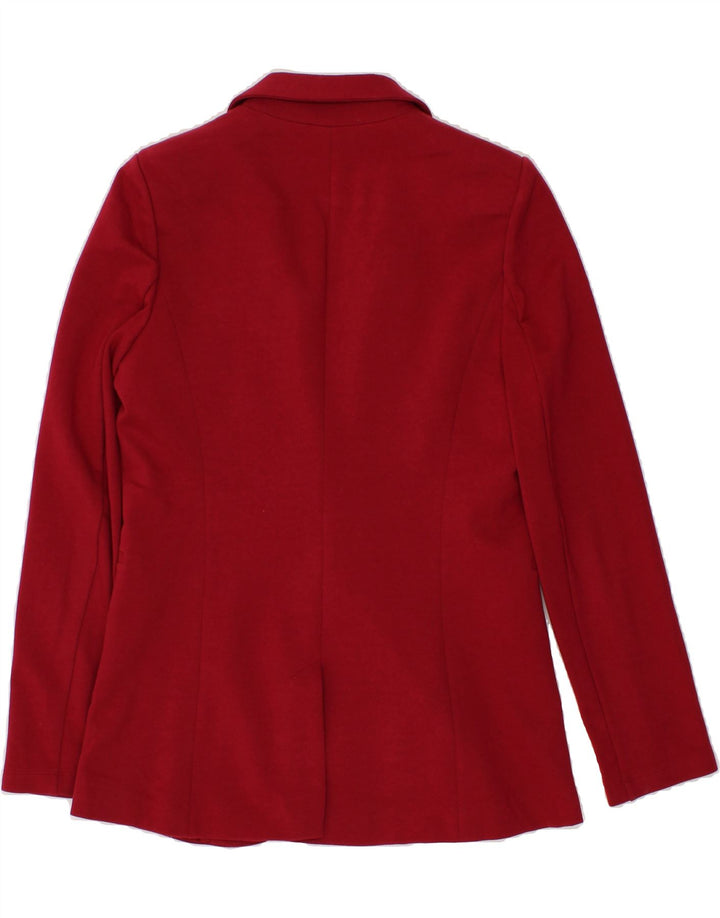 MOSSIMO Womens Longline 1 Button Blazer Jacket UK 14 Medium Red Cotton Vintage Mossimo and Second-Hand Mossimo from Messina Hembry 