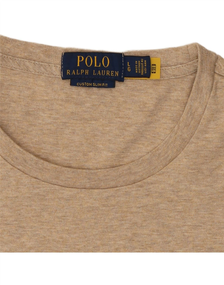 Мужская футболка узкого кроя POLO RALPH LAUREN, большая, бежевая