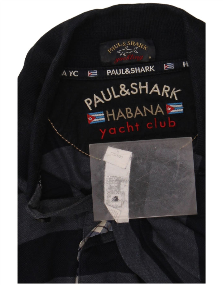 Мужская рубашка-поло PAUL & SHARK для яхтинга, средний размер, темно-синяя полоска, хлопок