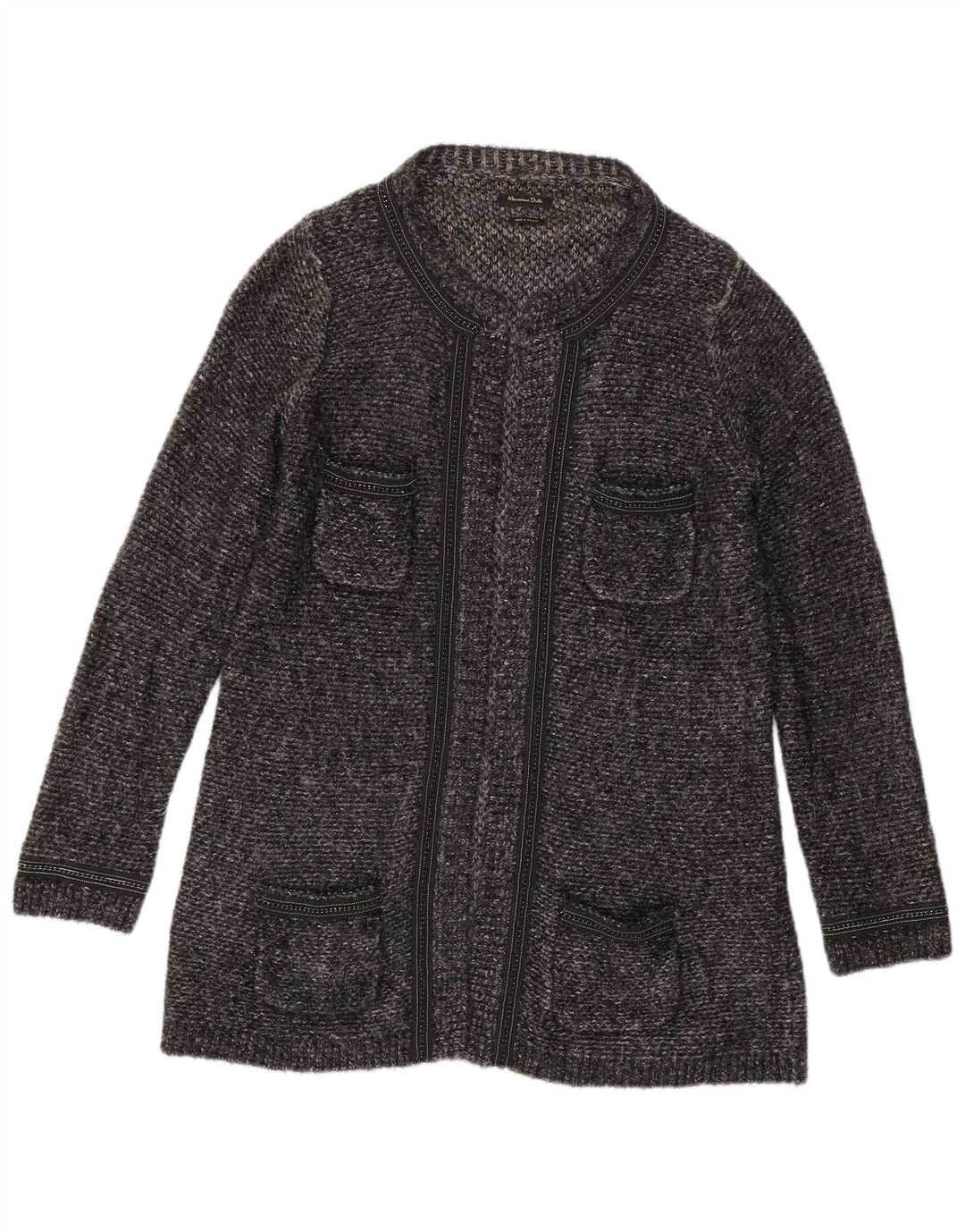 Женский удлиненный кардиган Massimo Dutti UK 14, средний серый в крапинку
