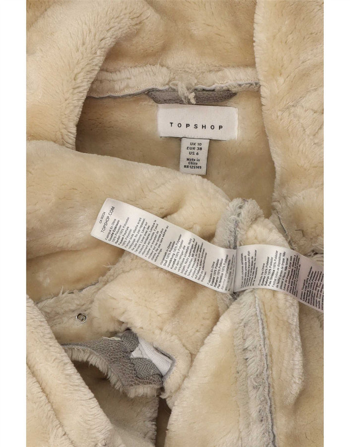 Женская куртка оверсайз из шерпы Topshop UK 10, маленький серый полиэстер