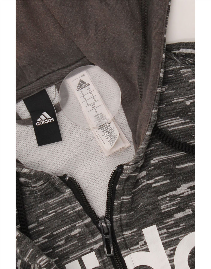 Adidas Мужской свитер с капюшоном на молнии с графическим рисунком, маленький серый полиэстер с крапинками
