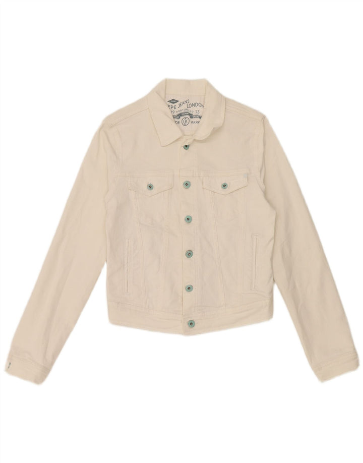 Женская укороченная джинсовая куртка PEPE Jeans UK 10, маленькая белая