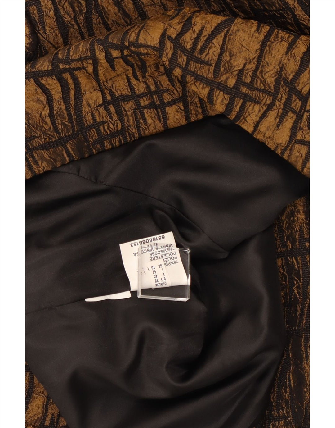 ВИНТАЖНЫЙ женский пиджак с рукавом 3/4, Великобритания 10, маленький коричневый с геометрическим узором