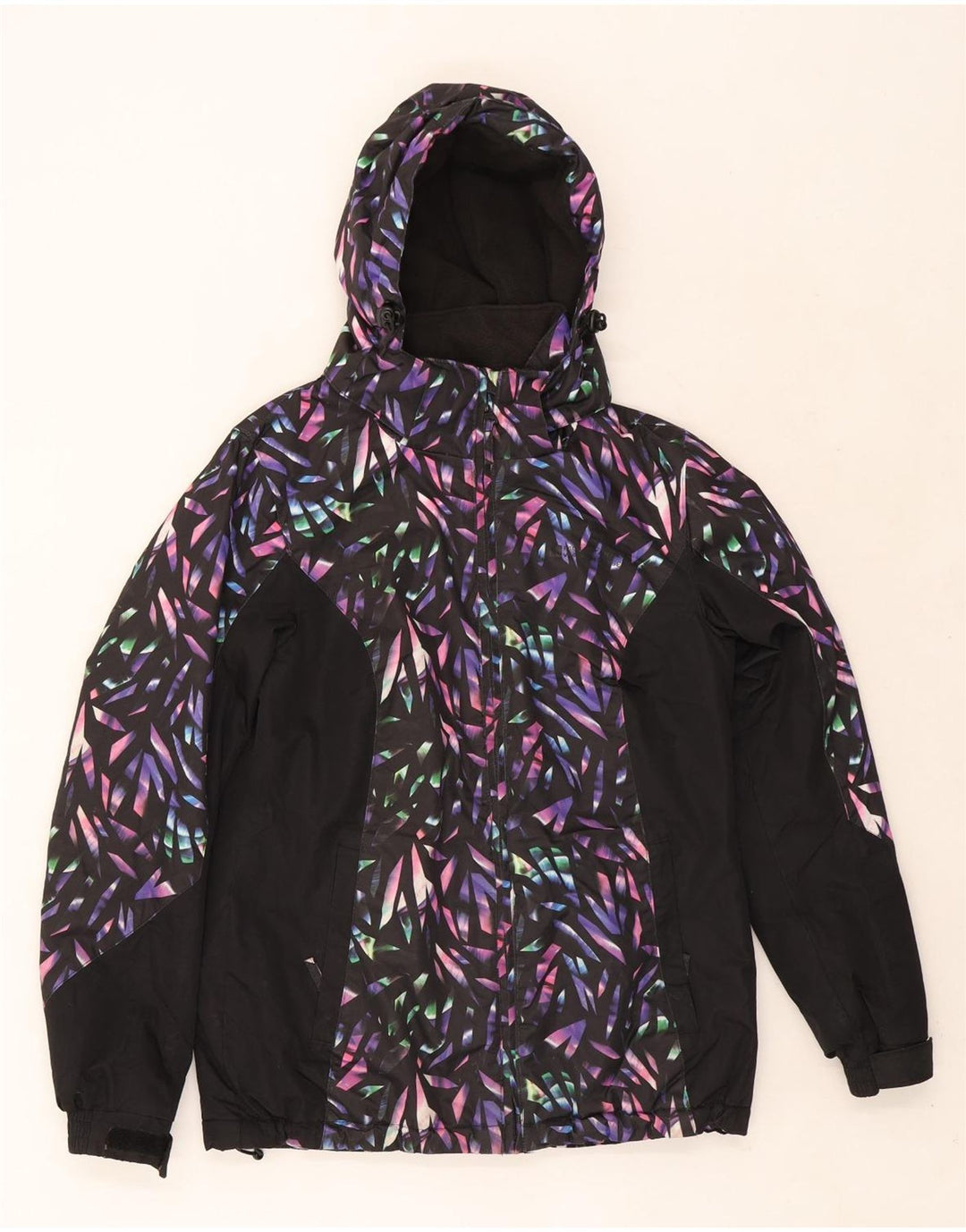 Женская лыжная куртка с капюшоном Mountain Warehouse UK 8, маленькая черная с геометрическим рисунком