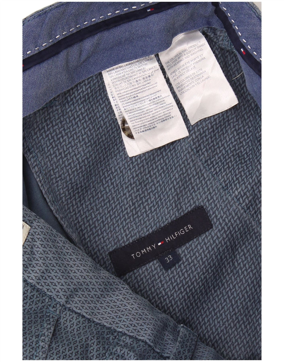 Мужские шорты чинос Tommy Hilfiger W33, хлопок среднего синего цвета с геометрическим рисунком