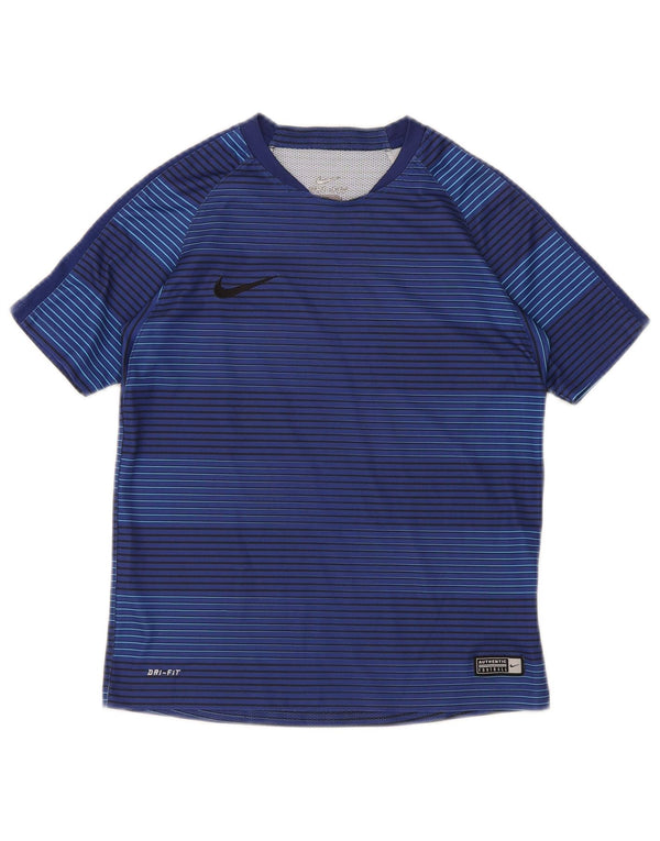Футболка Nike Dri Fit для мальчиков, топ 10–11 лет, средний синий полосатый полиэстер