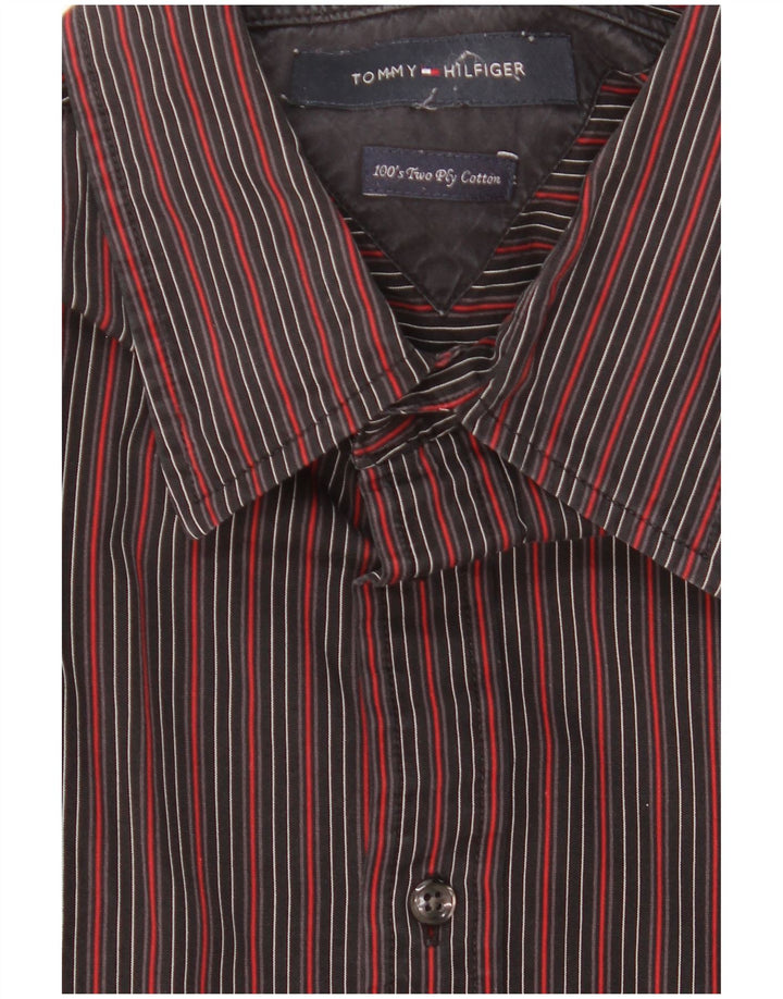 TOMMY HILFIGER Мужская рубашка из хлопка в черную полоску среднего размера