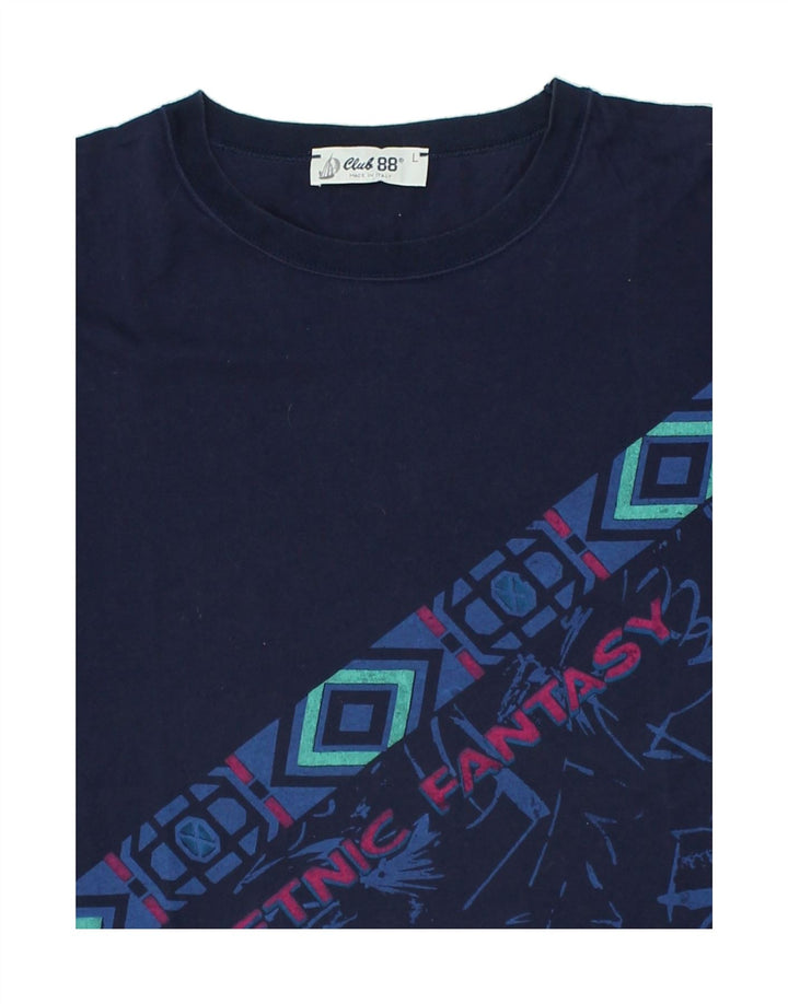 VINTAGE Womens Graphic T-Shirt Top UK 16 Large Navy Blue Cotton | Vintage Vintage | Thrift | Second-Hand Vintage | Used Clothing | Messina Hembry 