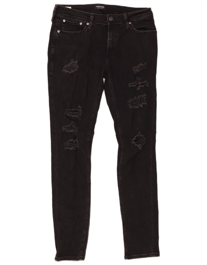 Мужские потертые джинсы скинни Jack & Jones W32 L32, черный хлопок