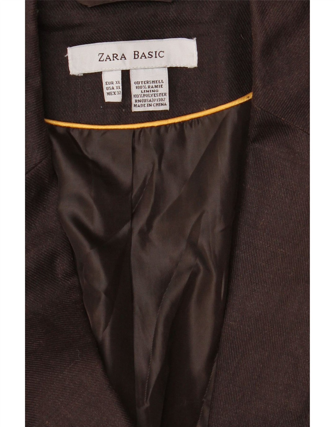 Женский пиджак на 1 пуговице Zara UK 18 XL Коричневый Рами
