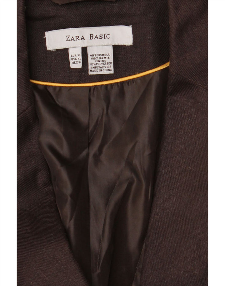 Женский пиджак на 1 пуговице Zara UK 18 XL Коричневый Рами