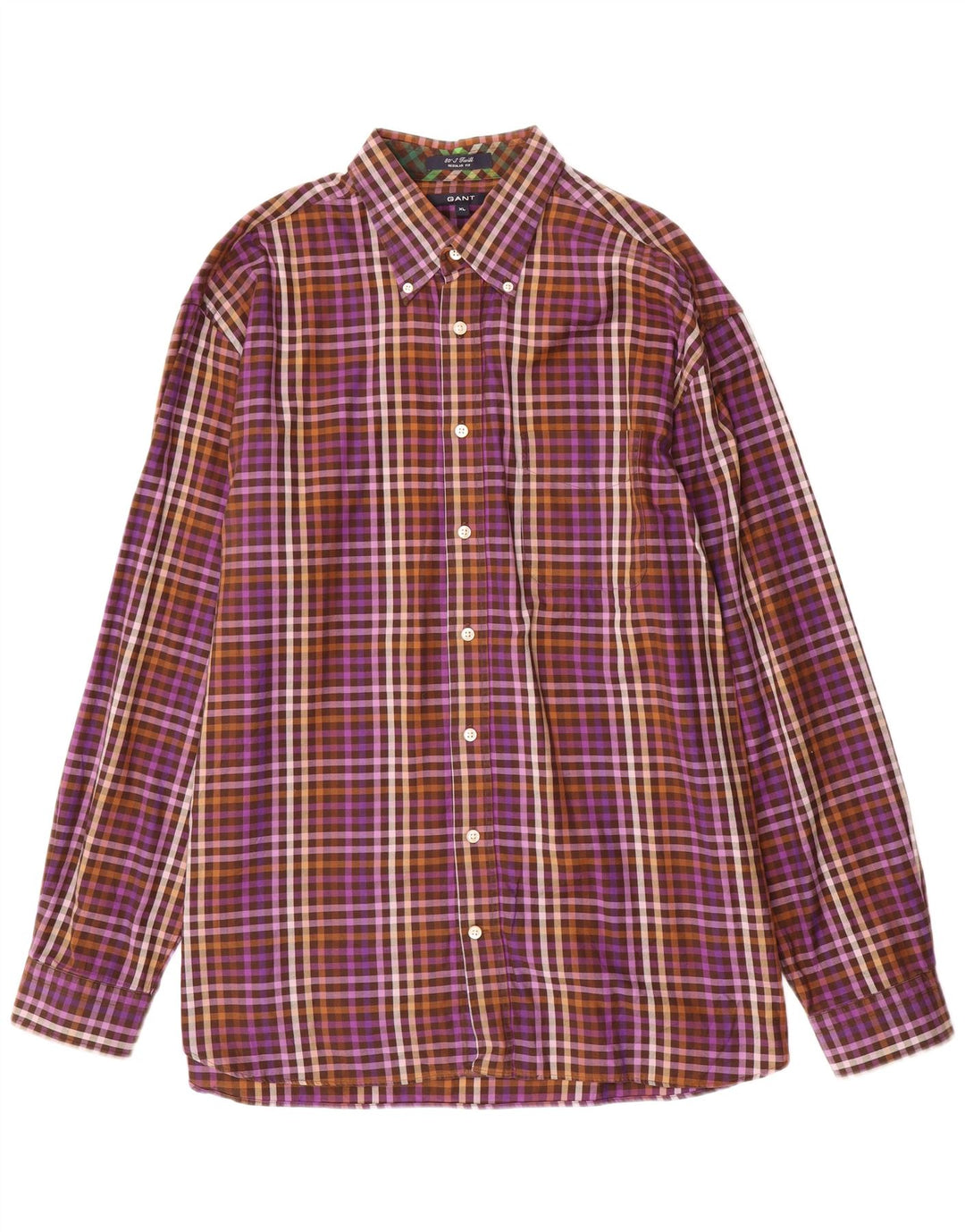 Мужская рубашка стандартного кроя Gant XL, фиолетовая, хлопковая в мелкую клетку