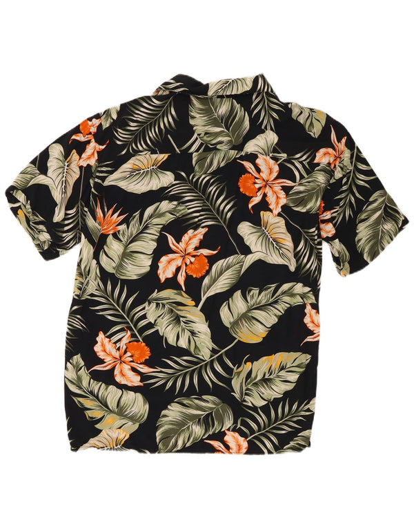 Jack & Jones Мужская рубашка с коротким рукавом, большая черная вискозная гавайская рубашка с цветочным принтом