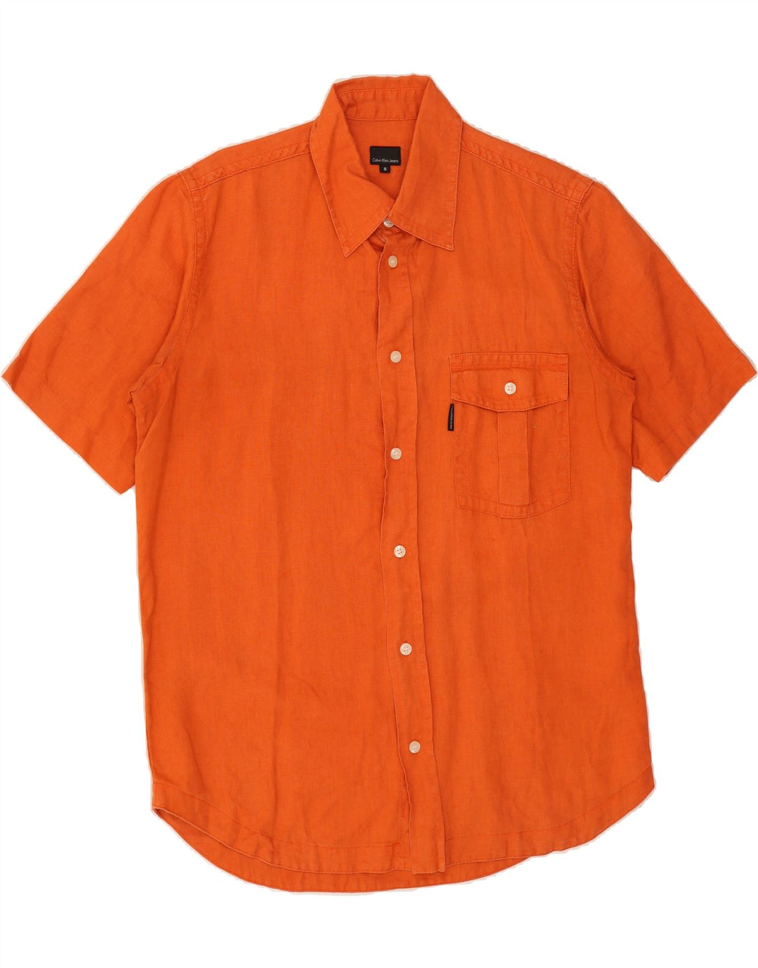 CALVIN KLEIN JEANS Mens Short Sleeve Shirt Small Orange Vintage Calvin Klein Jeans and Second-Hand Calvin Klein Jeans from Messina Hembry 