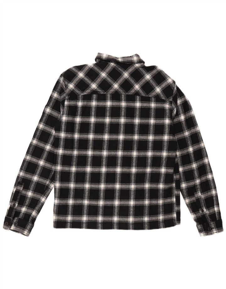 Мужская фланелевая рубашка комфортного кроя Jack & Jones среднего размера, черная хлопковая клетка