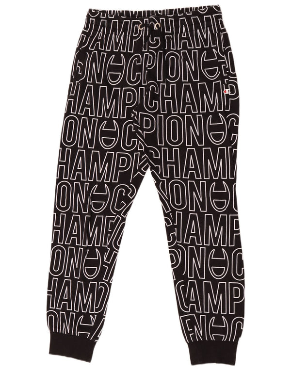 Champion Womens Graphic Tracksuit Trousers Joggers UK 16 Large Black