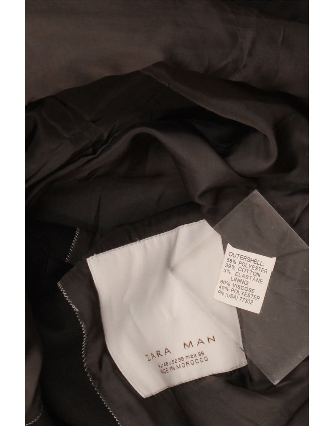 Мужской пиджак ZARA на 2 пуговицах EU 48, средний черный полиэстер