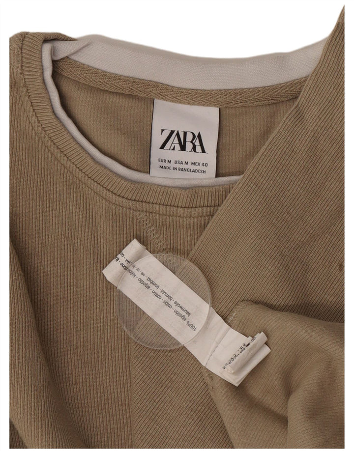 Мужской топ Zara с длинным рукавом, средний коричневый хлопок
