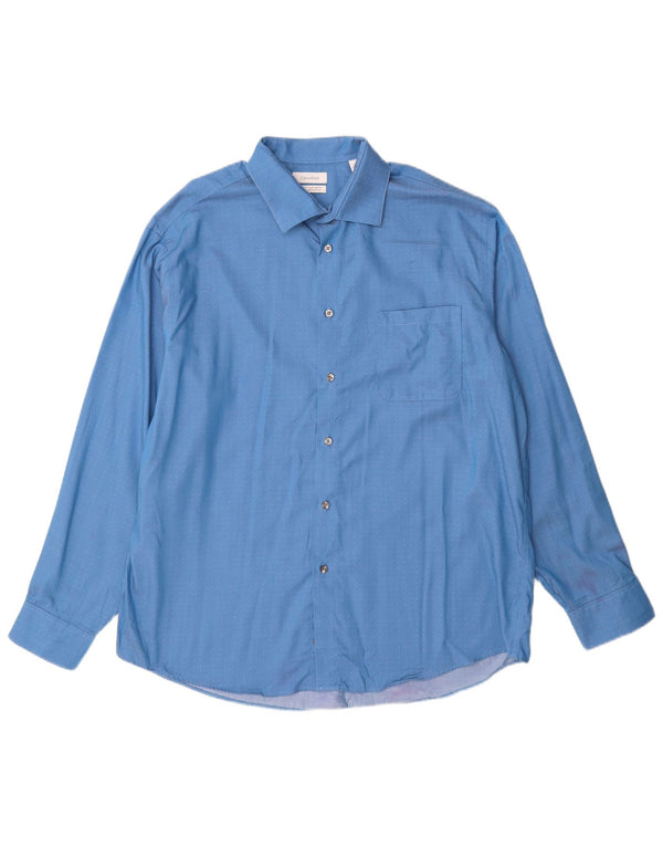 Мужская рубашка обычного кроя Calvin Klein, размер 17 XL, хлопок в синие пятна