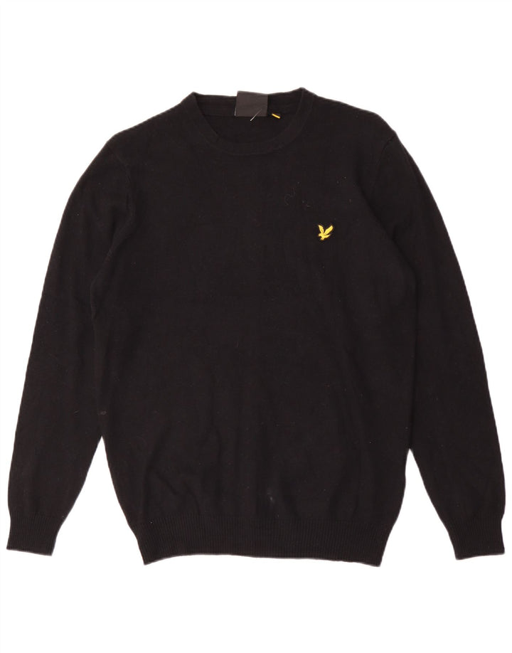 Мужской джемпер с круглым вырезом Lyle & Scott, средний черный хлопковый свитер