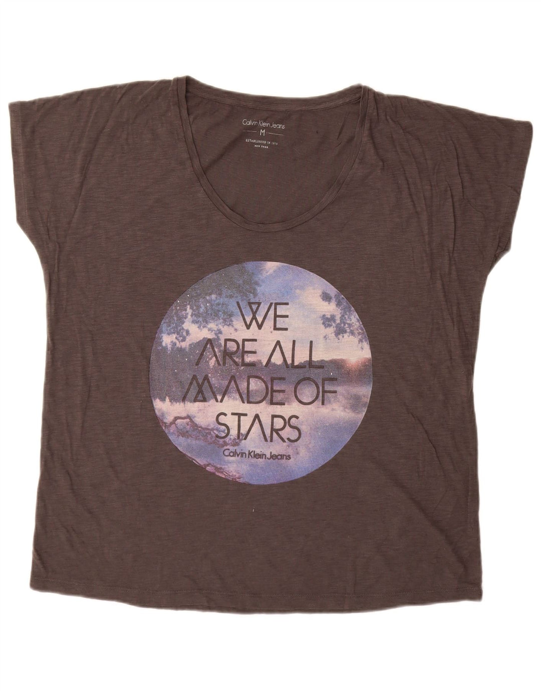 Женская футболка оверсайз с рисунком Calvin Klein Jeans Top UK 14 Medium Grey