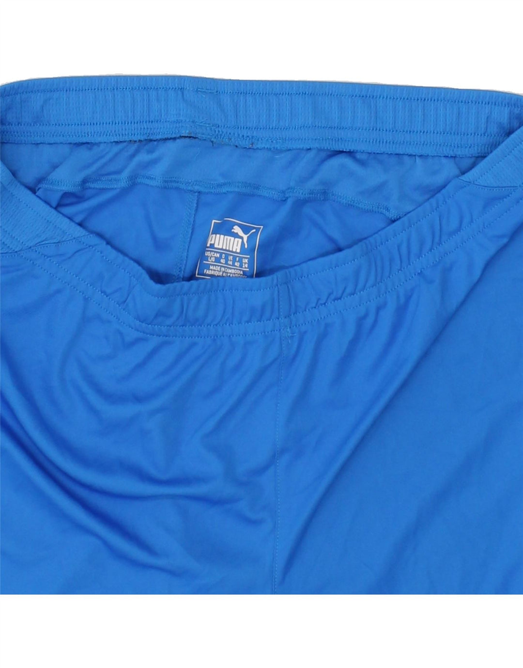PUMA Womens Sport Shorts UK 14 Large Blue Colourblock Polyester Vintage Puma and Second-Hand Puma from Messina Hembry 
