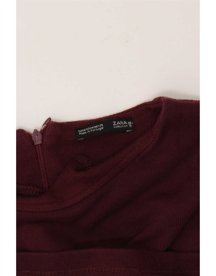 Женское платье-джемпер Zara UK 12, темно-бордовый цвет