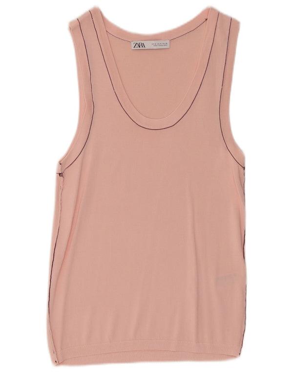Женский жилет Zara UK 12 из вискозы среднего розового цвета