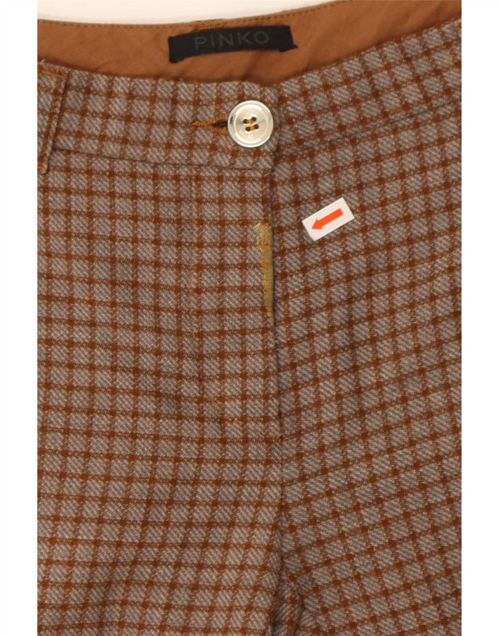 Pinko Женские узкие брюки чинос W26 L26 Коричневые клетчатые брюки из полиэстера
