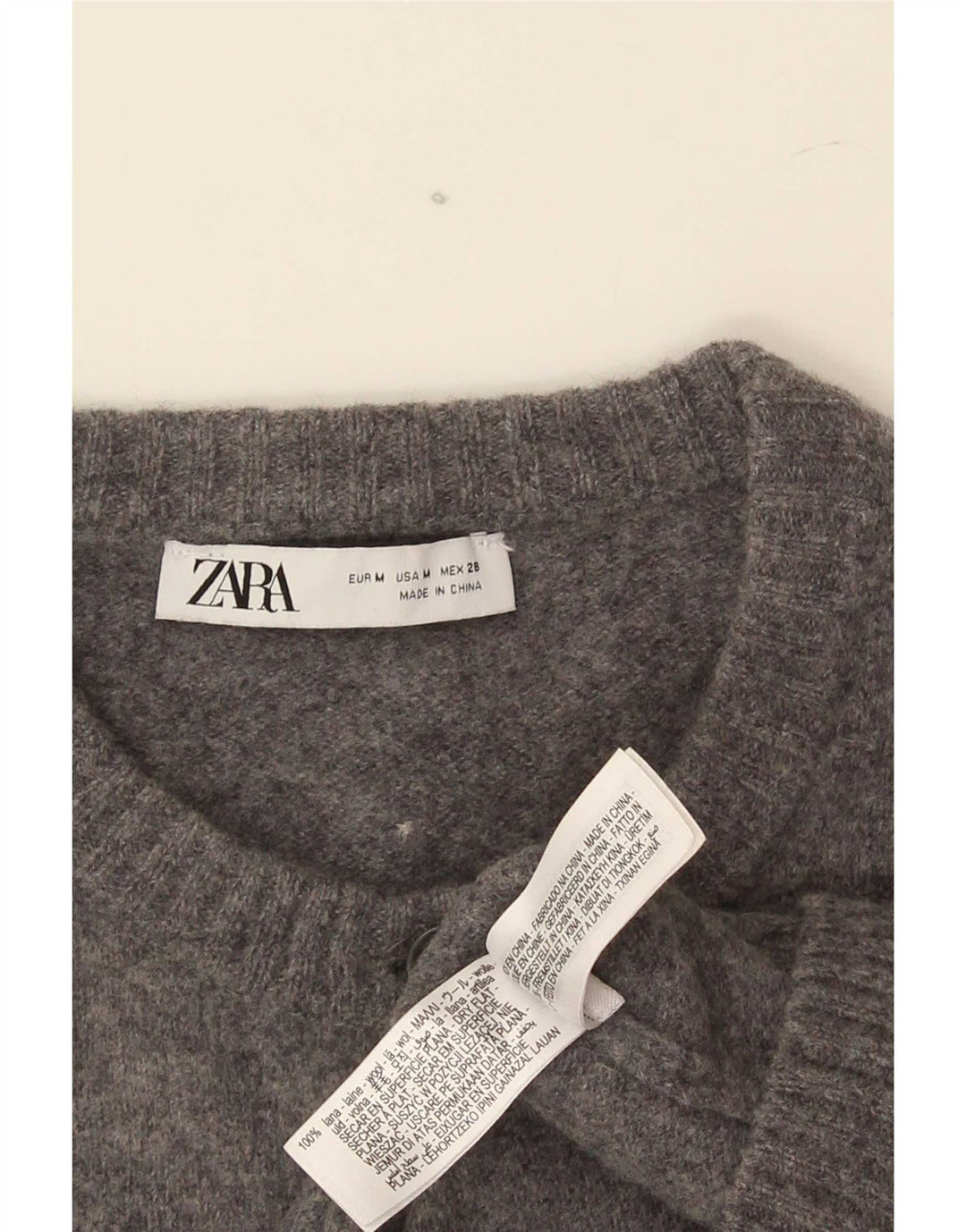 Женский укороченный кардиган Zara UK 12, шерсть среднего серого цвета