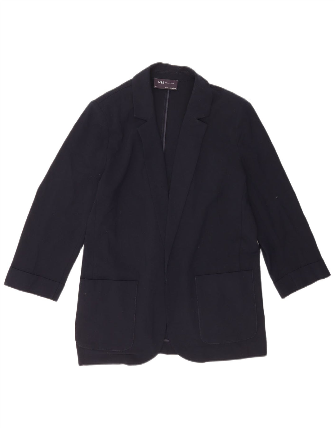 Женский пиджак с открытыми рукавами 3/4 Marks & Spencer UK 12, средний темно-синий