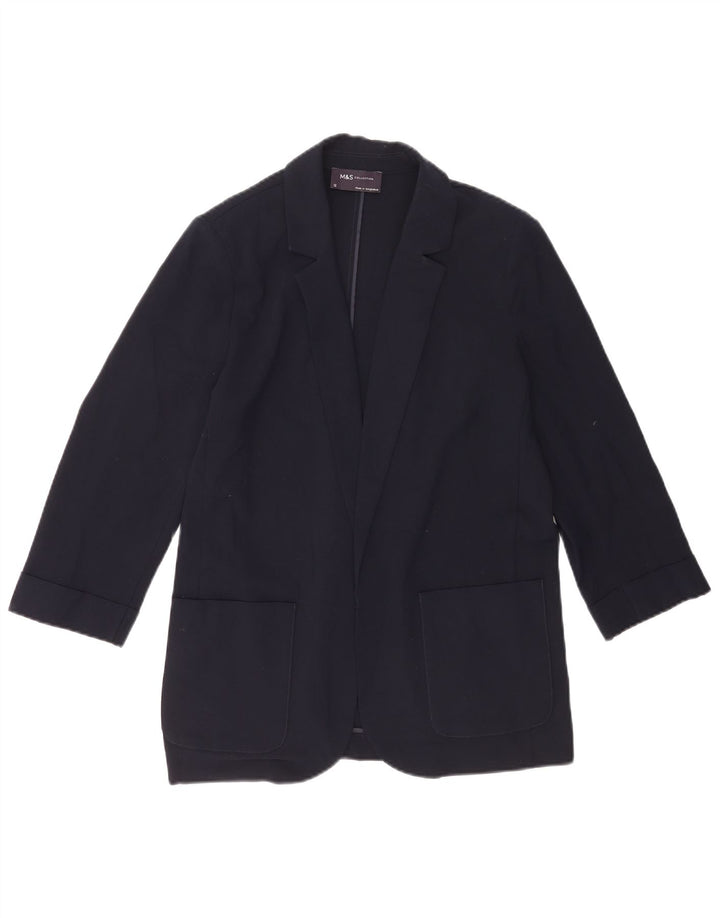 Женский пиджак с открытыми рукавами 3/4 Marks & Spencer UK 12, средний темно-синий