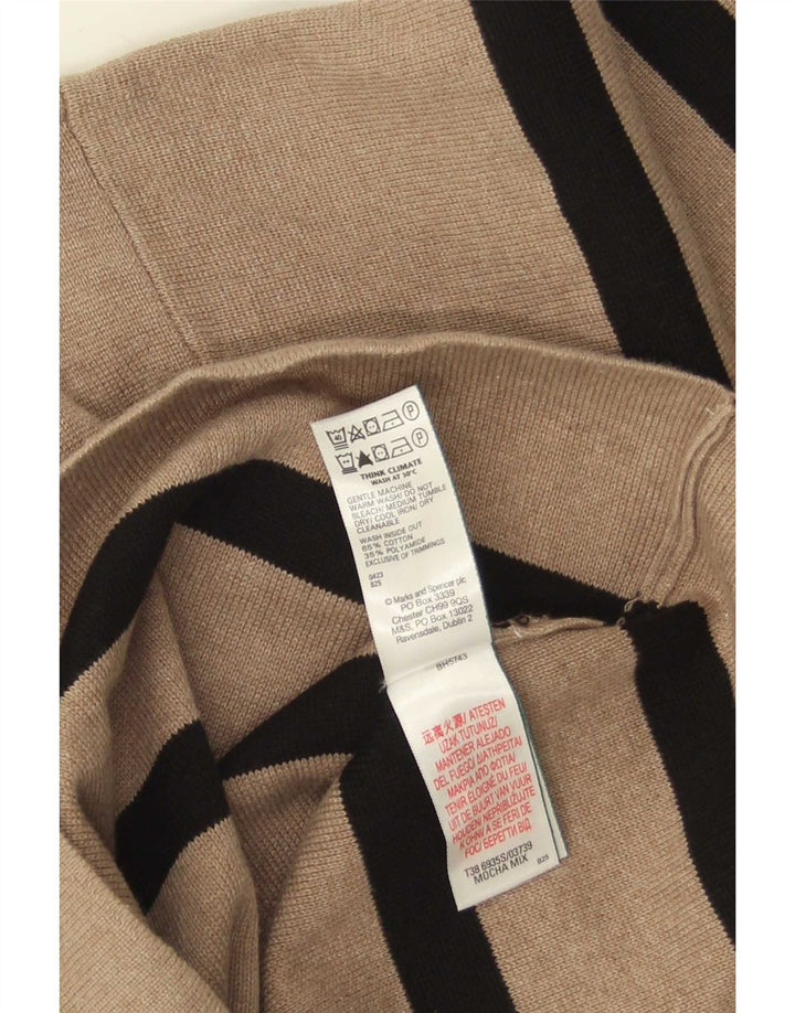 Женский джемпер с круглым вырезом Marks & Spencer UK 12, средний бежевый в полоску