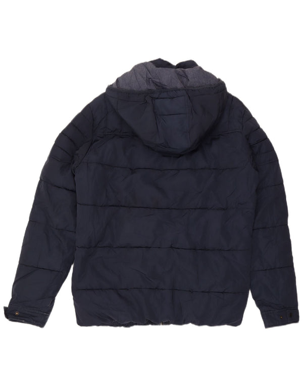 Мужская стеганая куртка Jack & Jones с капюшоном UK 40, большая темно-синяя