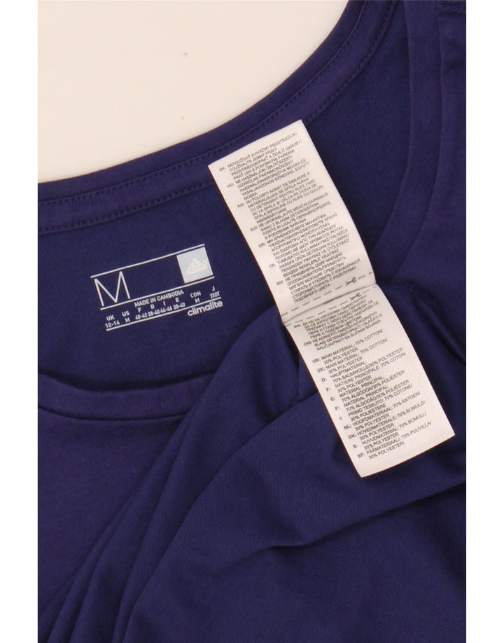 Женская футболка ADIDAS Climalite с рисунком Top UK 12/14 Medium Navy Blue