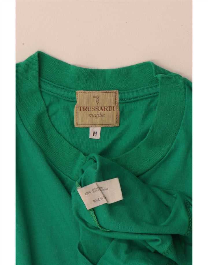 Мужская футболка Trussardi с рисунком, хлопковый топ среднего зеленого цвета