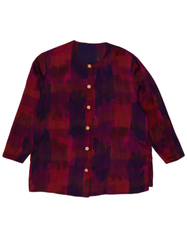 ВИНТАЖНАЯ женская блузка-рубашка с рукавом 3/4 с абстрактным узором, Великобритания, 18 XL, фиолетовая