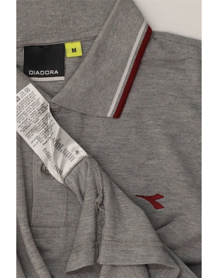 Мужская рубашка поло Diadora стандартного кроя, хлопковая, среднего серого цвета