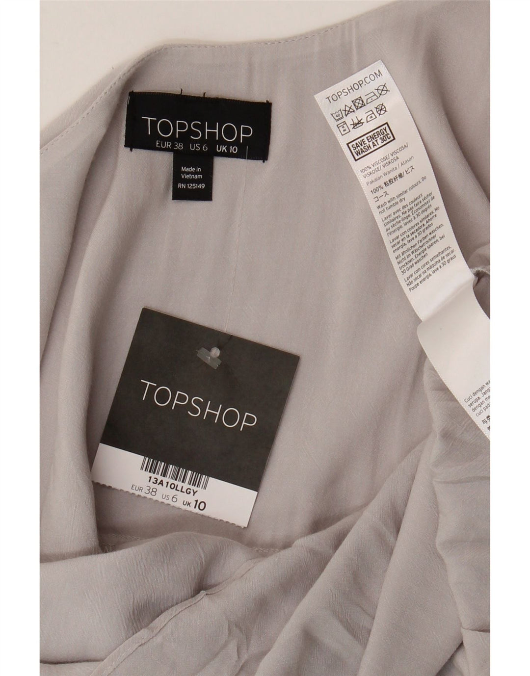 Topshop Женский топ на бретельках UK 10, маленький серый вискоза