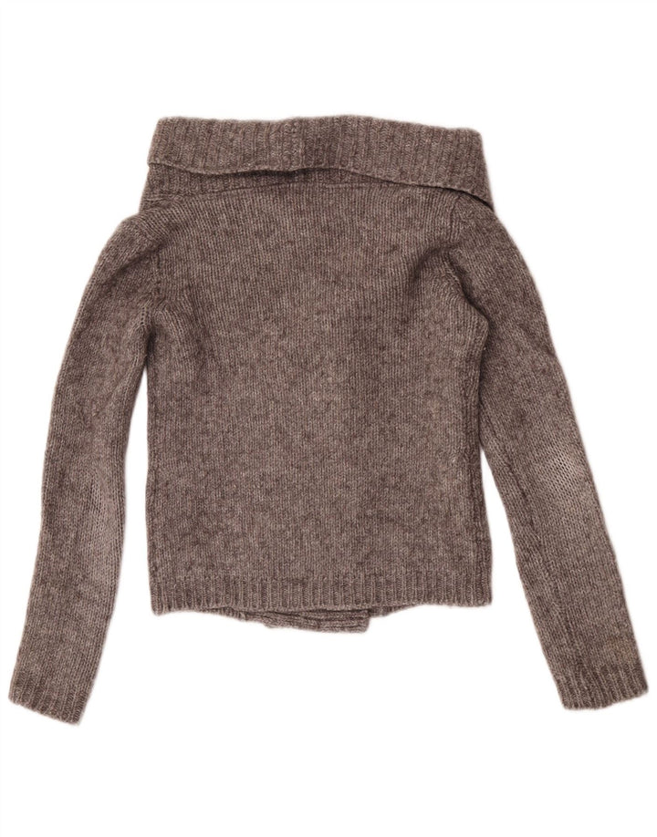 Женский укороченный кардиган Massimo Dutti UK 12, шерсть среднего серого цвета