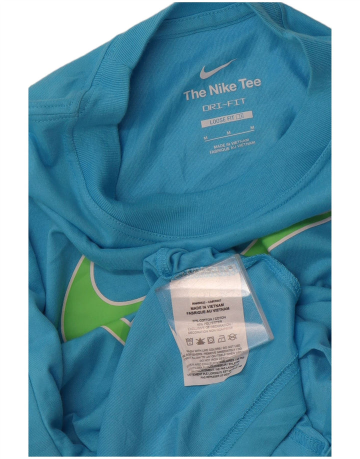 Женская футболка свободного кроя NIKE с рисунком, топ UK 14, средний синий цвет, хлопок